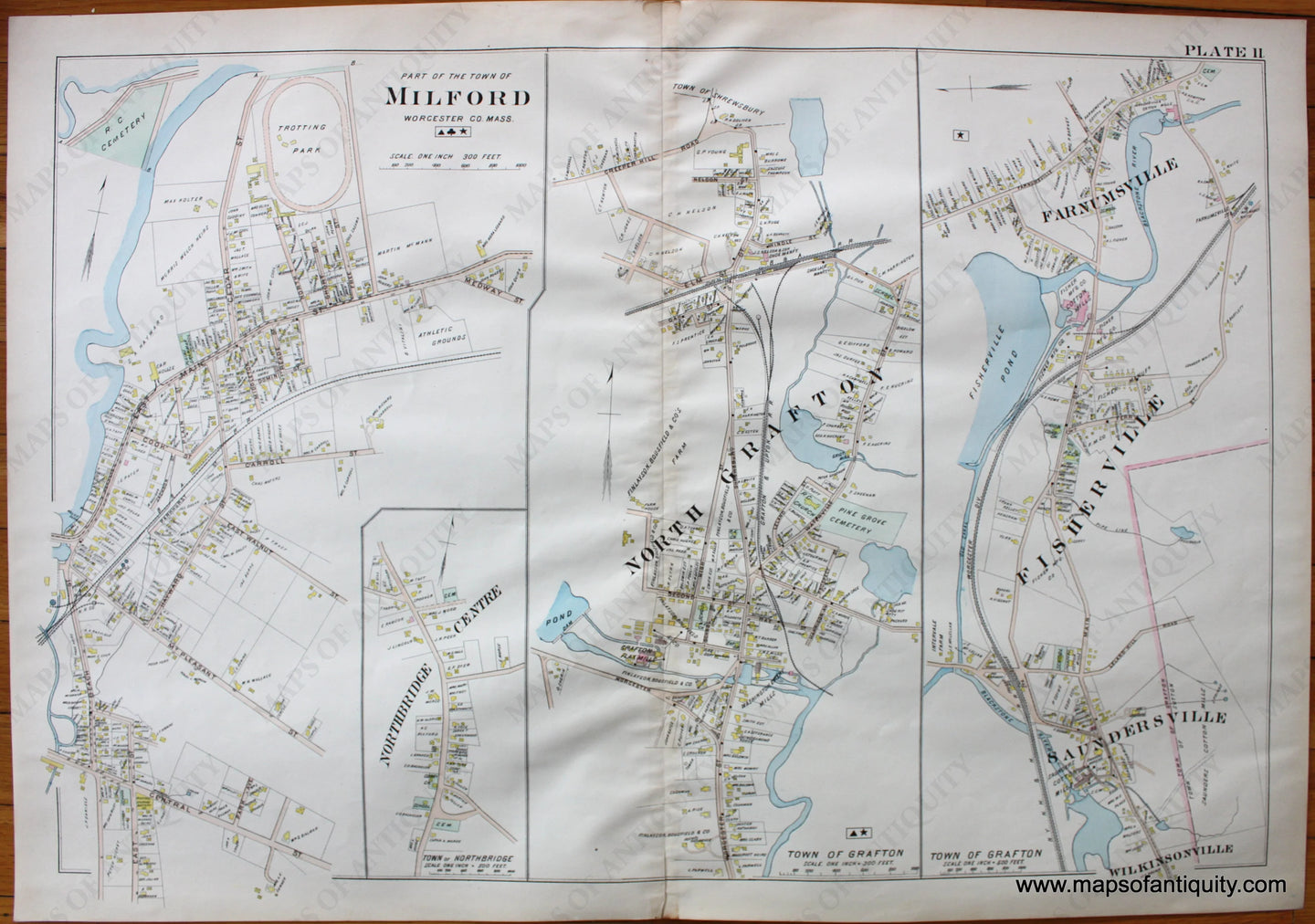 Antique-Map-Part-of-the-Town-of-Milton-North-Grafton-Fisherville-Plate-11