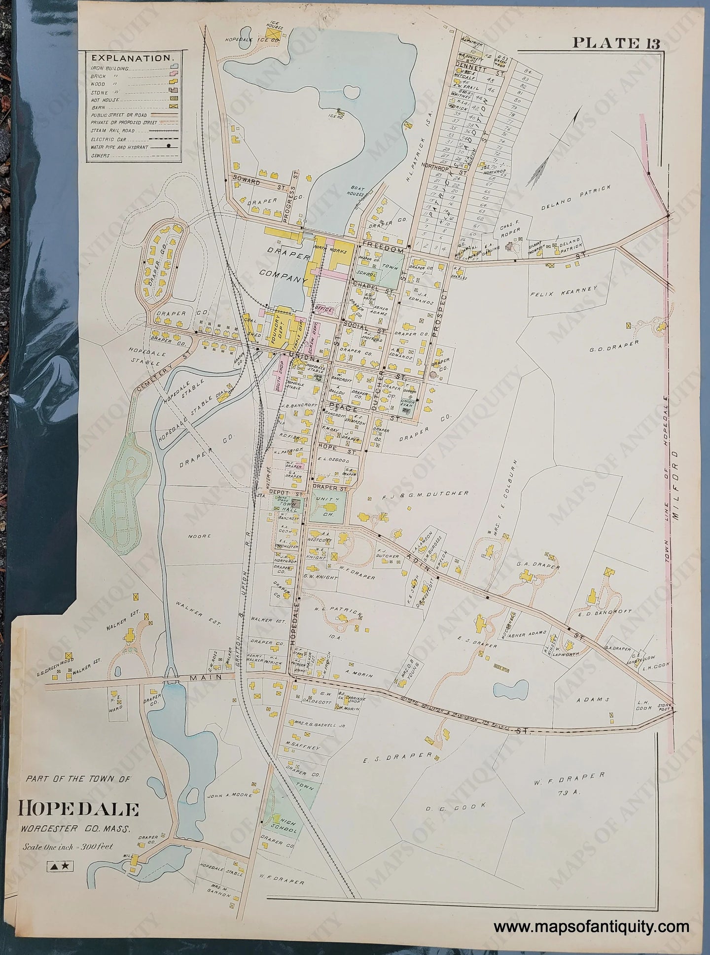 Antique-Map-Part-of-the-Town-of-Hopedale-Worcester-County-MA-Massachusetts-1898-Richards-Maps-of-Antiquity