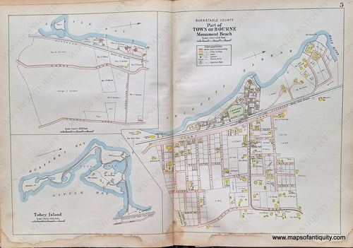 Antique-Map-Monument-Beach-Tobey-Island-Part-of-Bourne-Page-5-Cape-Cod-Massachusetts-1906-Walker