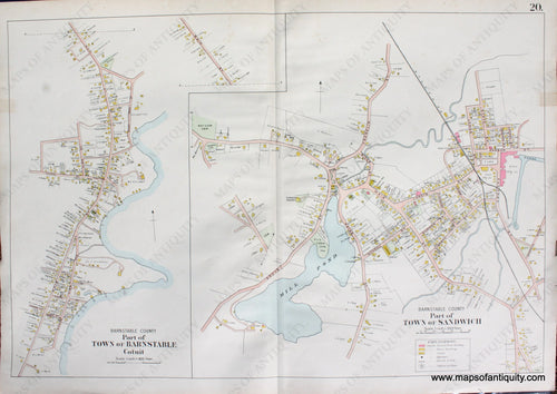 Antique-Hand-Colored-Map-Cotuit-(Part-of-the-Town-of-Barnstable)-Part-of-the-Town-of-Sandwich-Page-20-(MA)-Massachusetts-Cape-Cod-and-Islands-1906-Walker-Maps-Of-Antiquity