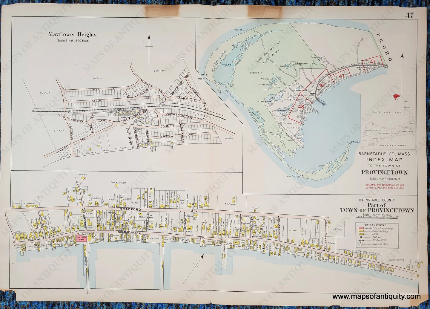 1906 - Index Map To The Town Of Provincetown Part East End Mayflower Heights Page 47 (Ma) Antique