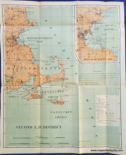 MAS1323-Antique-map-chart-Second-L-H-District-Boston-Cape-Cod-Massachusetts-BayNew-England-1903-Lighthouse-Service-Maps-Of-Antiquity