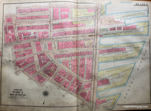 Antique-Hand-Colored-Map-City-of-Boston-MA-Part-of-Ward-5-US-Massachusetts-Boston-1922-Bromley-Maps-Of-Antiquity