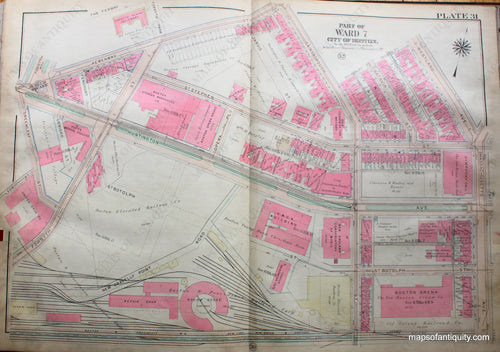 Antique-Hand-Colored-Map-City-of-Boston-MA-Part-of-Ward-7-Symphony-Hall-US-Massachusetts-Boston-1922-Bromley-Maps-Of-Antiquity