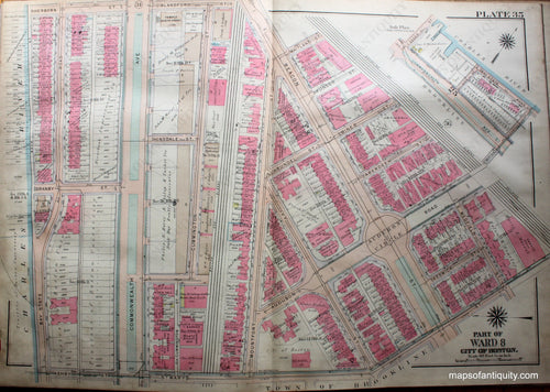 Antique-Hand-Colored-Map-City-of-Boston-MA-Part-of-Ward-8-Audubon-Circle-US-Massachusetts-Boston-1922-Bromley-Maps-Of-Antiquity