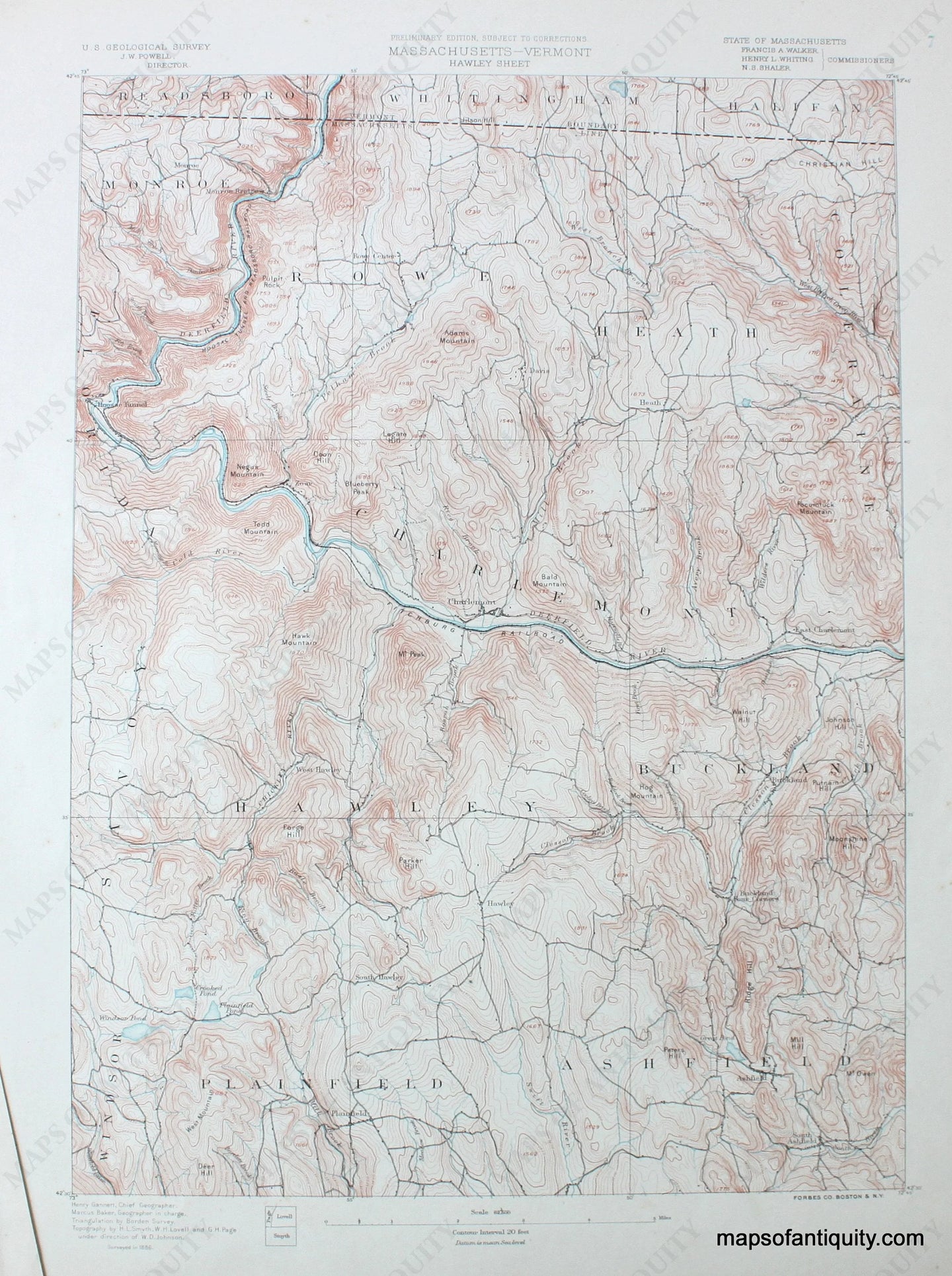 Topographical-Map-MA/VT-Hawley-sheet-antique-topo-map-United-States-Massachusetts-General-1890-USGS-Maps-Of-Antiquity