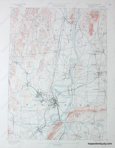 Topographical-Map-MA-Northampton-sheet-antique-topo-map-United-States-Massachusetts-General-1890-USGS-Maps-Of-Antiquity