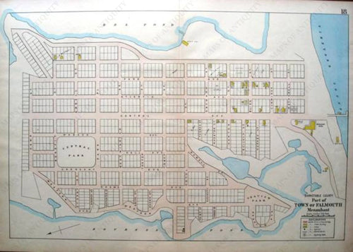 Antique-Hand-Colored-Map-Falmouth-Menauhant-Massachusetts-Cape-Cod-and-Islands-1906-Walker-Maps-Of-Antiquity