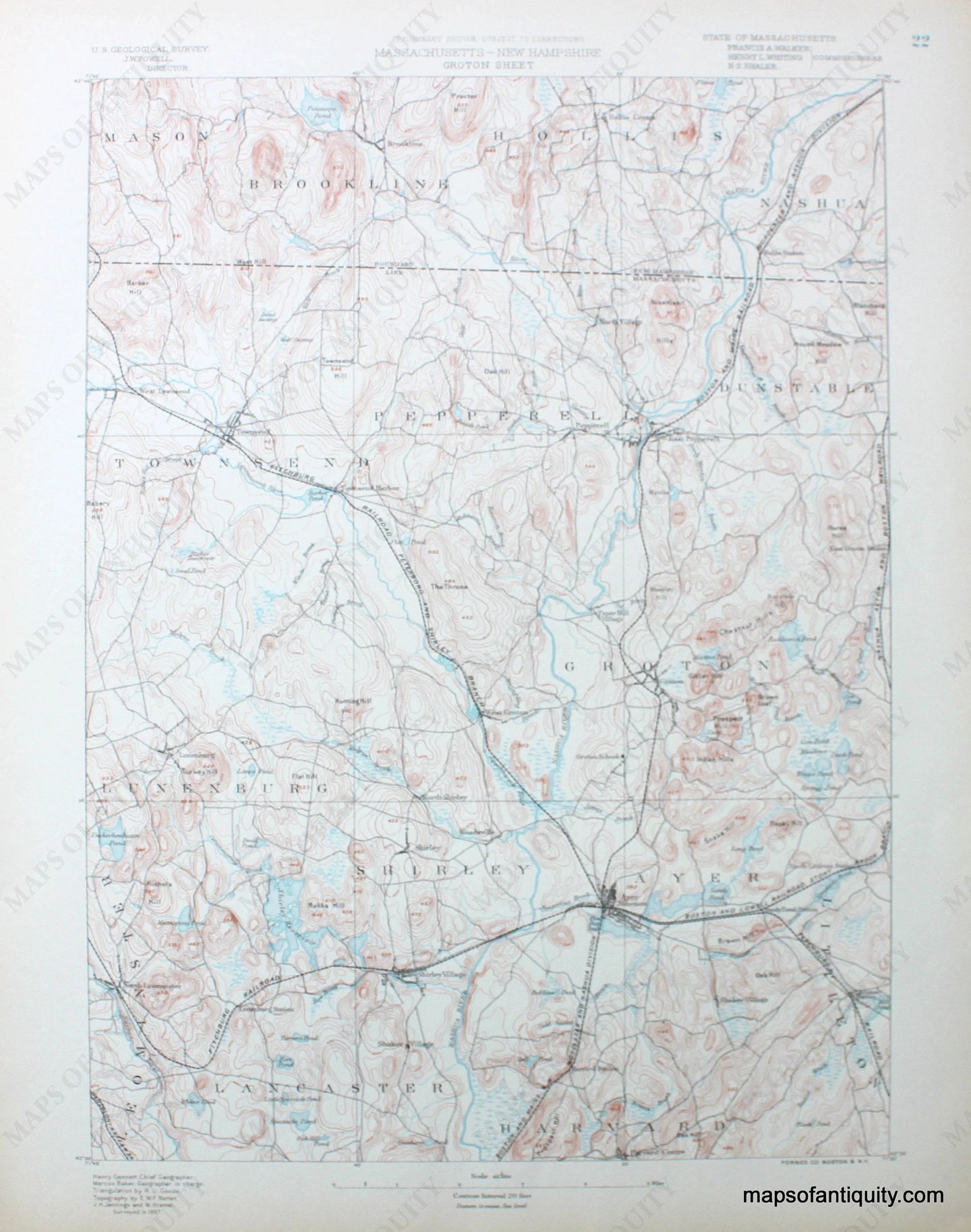 Topographical-Map-MA/NH-Groton-sheet-antique-topo-map-United-States-Massachusetts-General-1890-USGS-Maps-Of-Antiquity