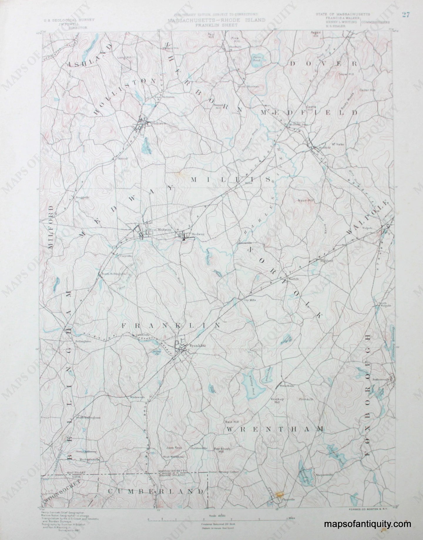 Topographical-Map-MA/RI-Franklin-sheet-antique-topo-map-United-States-Massachusetts-General-1890-USGS-Maps-Of-Antiquity