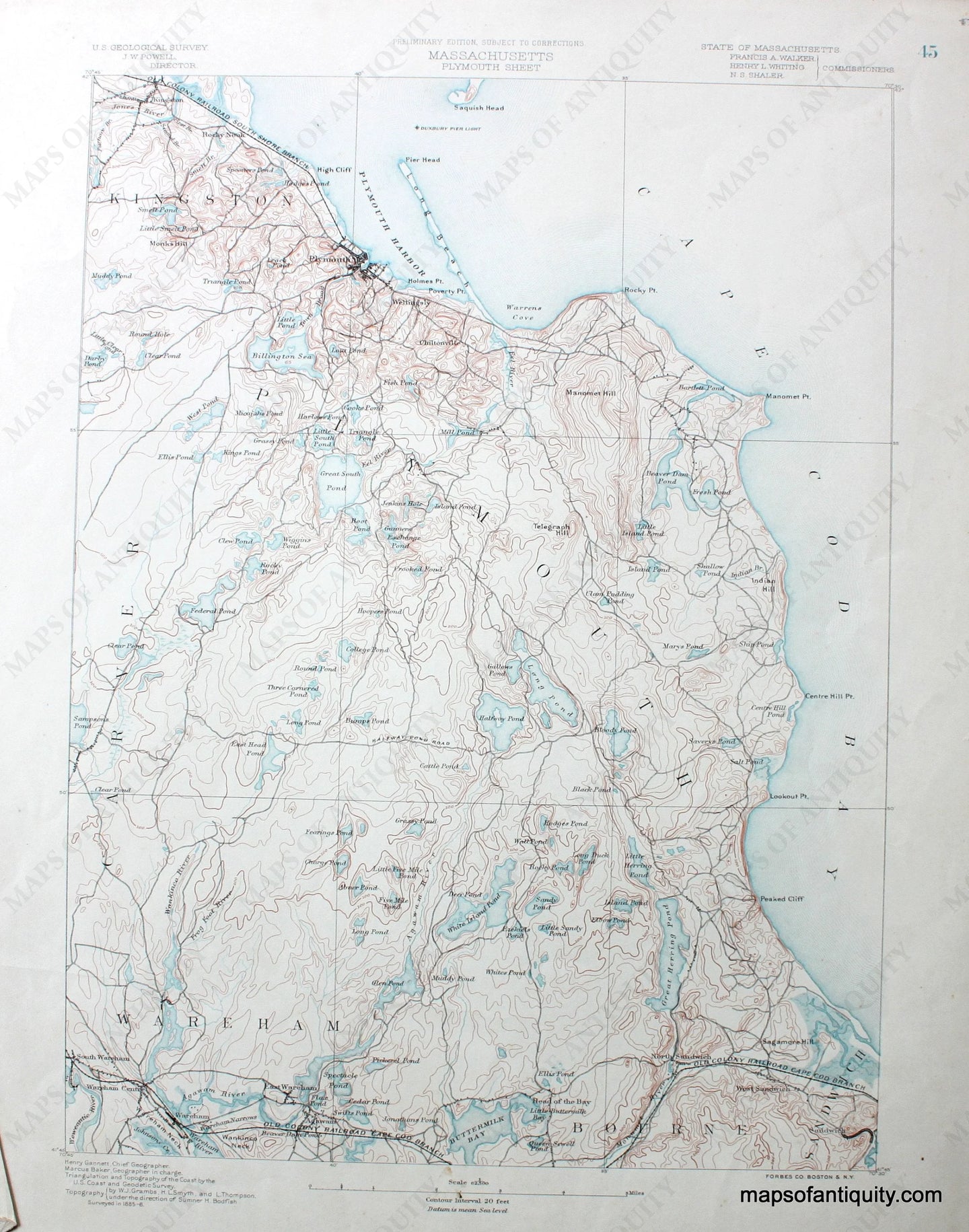 Topographical-Map-MA-Plymouth-sheet-antique-topo-map-United-States-Massachusetts-General-1890-USGS-Maps-Of-Antiquity