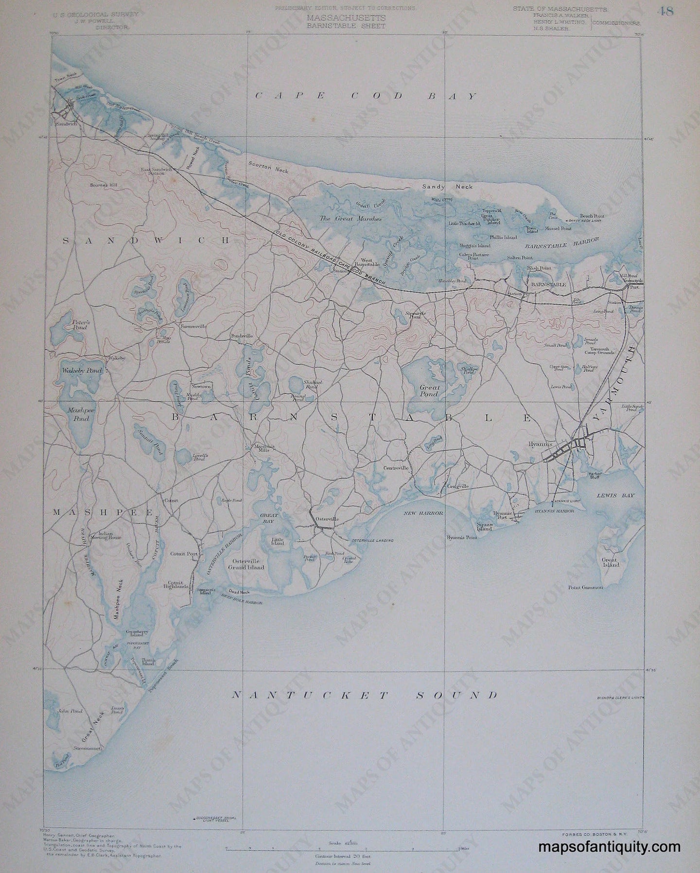 Topographical-Map-MA-Barnstable-sheet-antique-topo-map-United-States-Massachusetts-General-1890-USGS-Maps-Of-Antiquity