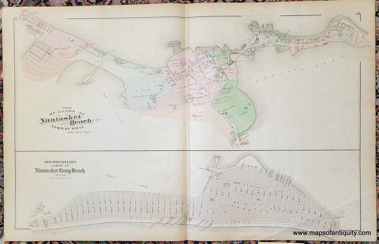 1879 - Double-sided sheet with three maps: Nantasket Beach/Hull/Downer Landing (MA) - Antique Map