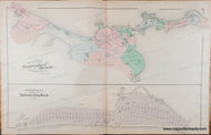 Antique Map with original hand-coloring in tones of green, blue, pink, and purple. 1879 - Double-Sided Sheet With Three Maps: Nantasket Beach/Hull/Downer Landing (Ma) Antique Map