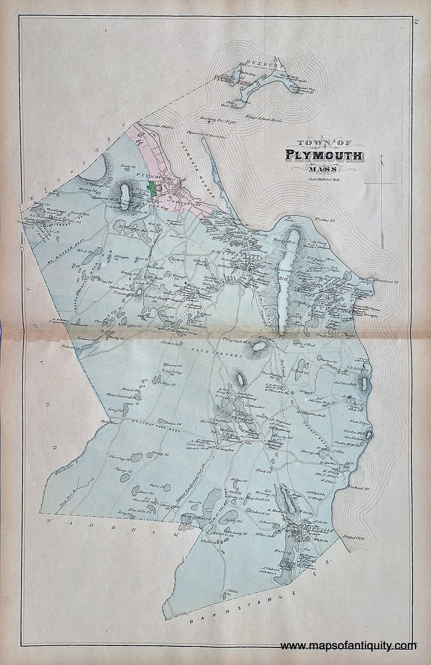 1879 - Plymouth  (MA) - Antique Map