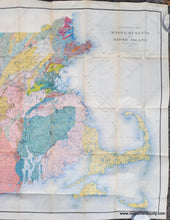 Load image into Gallery viewer, Antique printed-color Geologic Map of Massachusetts and Rhode Island Geological 1916
