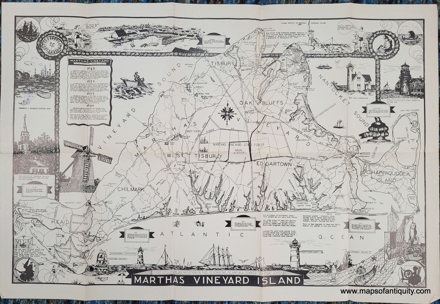 1940 - Martha's Vineyard Island - Antique Pictorial Map (small)