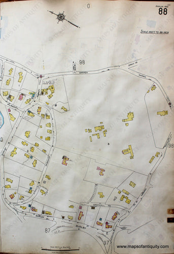 Antique-Hand-Colored-Map-Brookline-Mass.-Wards-88-and-89-United-States-Massachusetts-1925-Sanborn-Map-Co.-Maps-Of-Antiquity