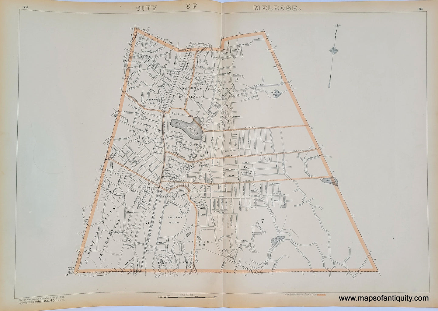 1891 - City of Melrose (MA) - Antique Map