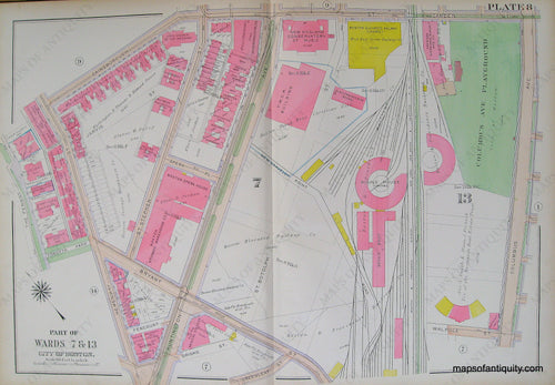 Antique-Hand-Colored-Map-City-of-Boston-Plate-8-New-England-Conservatory-of-Music-(MA)-United-States-Massachusetts-1915-Bromley-Maps-Of-Antiquity