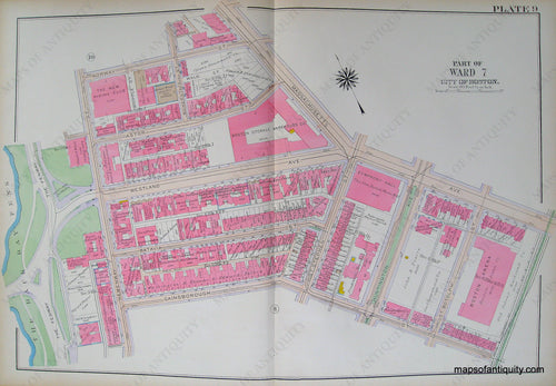 Antique-Hand-Colored-Map-City-of-Boston-Plate-9-Symphony-Hall-(MA)-United-States-Massachusetts-1915-Bromley-Maps-Of-Antiquity