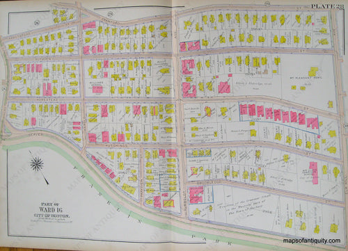 Antique-Hand-Colored-Map-City-of-Boston-Plate-28-(MA)-****-United-States-Massachusetts-1915-Bromley-Maps-Of-Antiquity