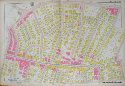 Antique-Hand-Colored-Map-City-of-Boston-Plate-31-(MA)-United-States-Massachusetts-1915-Bromley-Maps-Of-Antiquity