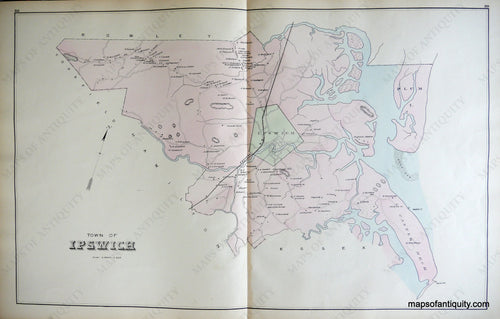 Antique-Hand-Colored-Map-Ipswich-Rowley-and-Wenham-Massachusetts-**********-United-States-Massachusetts-1884-Walker-Maps-Of-Antiquity