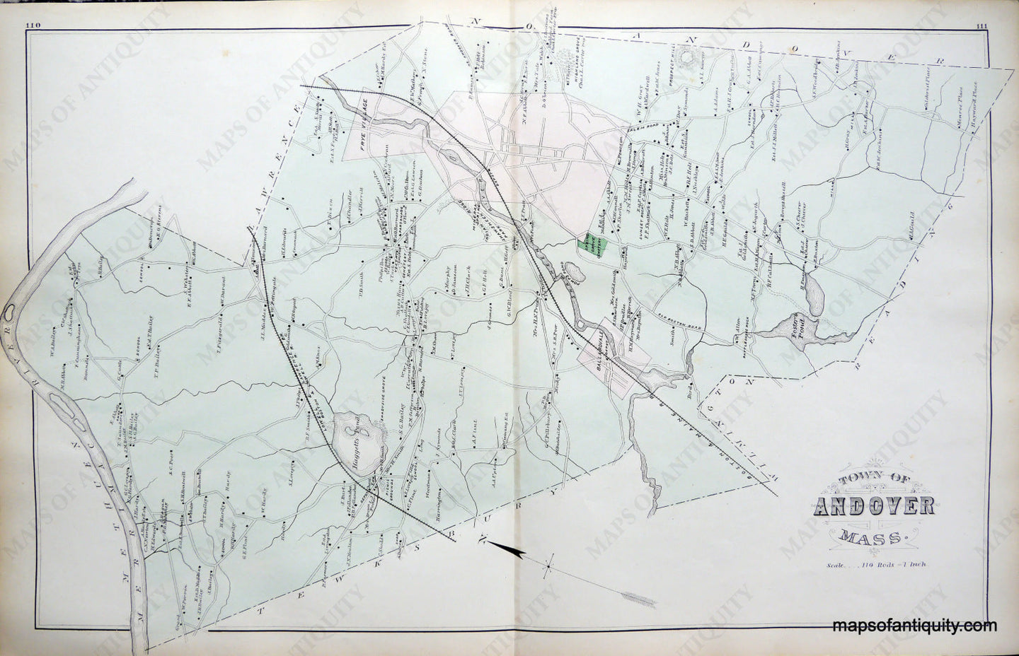 Antique-Map-Boxford-Andover-Frye-Village-and-Ballardvale-Massachusetts