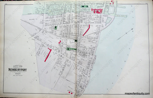 Antique-Hand-Colored-Map-City-of-Newburyport-Town-of-Newbury-Villages-of-South-Groveland-and-Groveland-Massachusetts-United-States-Massachusetts-1884-Walker-Maps-Of-Antiquity