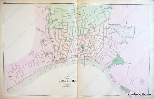 Antique-Hand-Colored-Map-City-of-Haverhill-and-Village-of-Middleton-Massachusetts-United-States-Massachusetts-1884-Walker-Maps-Of-Antiquity