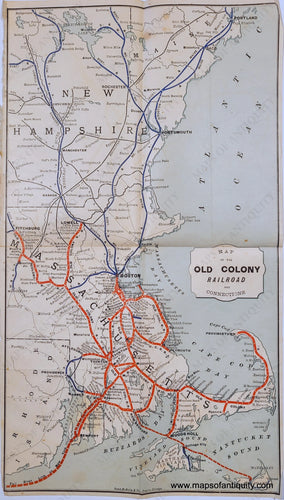 Antique-Printed-Color-Map-Map-of-the-Old-Colony-Railroad-Mass-**********-Massachusetts--1886--Maps-Of-Antiquity