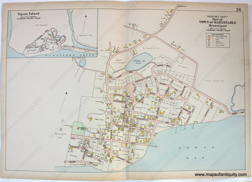 Antique-Map-Part-of-the-Town-of-Barnstable-Hyannisport-Hyannis-Port-Squaw-Island-Walker-Cape-Cod-Maps-of-Antiquity