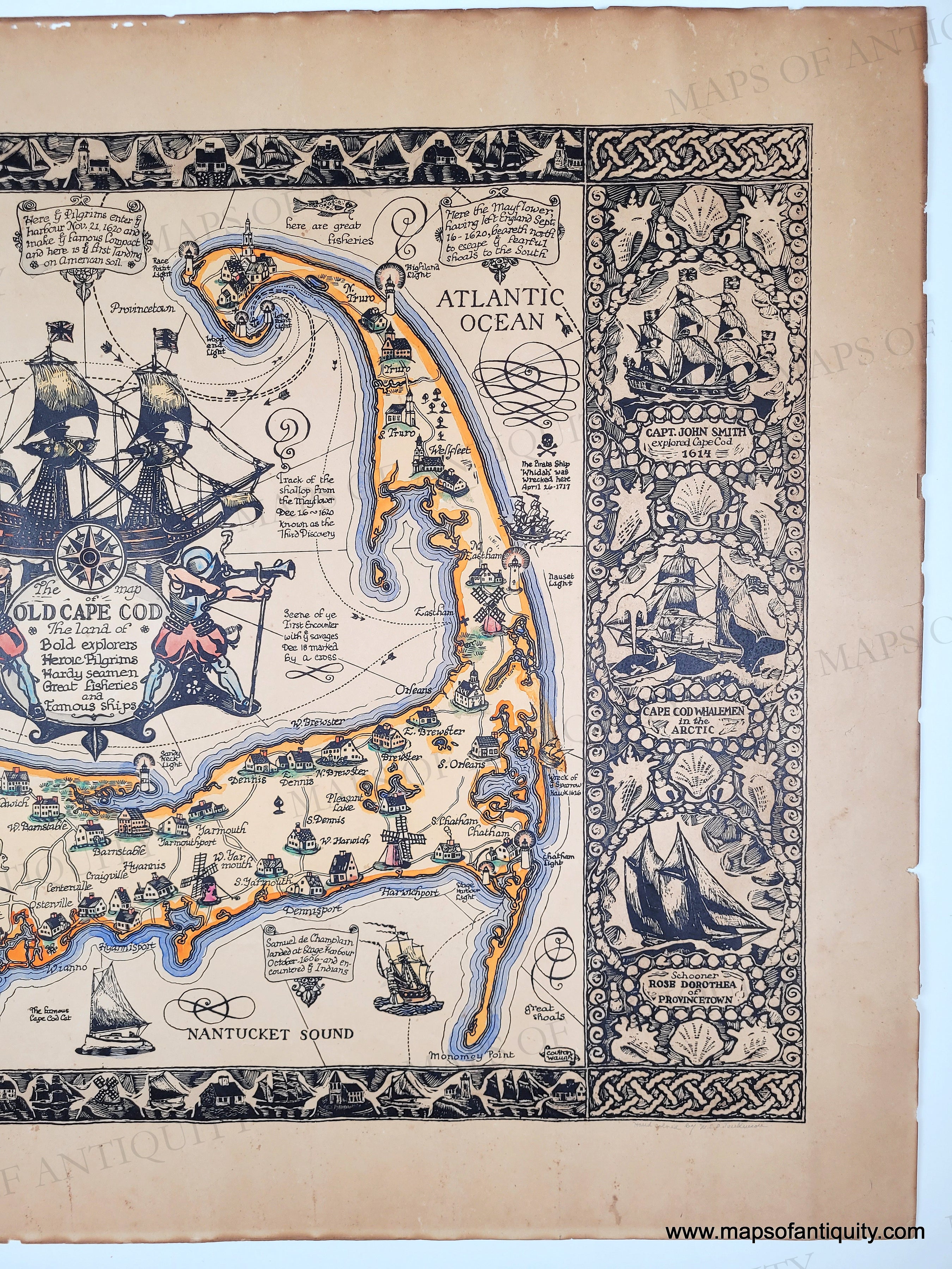 1930 - The Map of Old Cape Cod - Antique Map – Maps of Antiquity