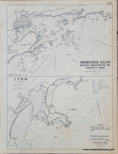 Antique-Black-and-White-Chart-Marblehead-Salem-Beverly-Manchester-and-Magnolia-Mass-and-Lynn-Mass.--United-States-Massachusetts-1908-Eldridge-Maps-Of-Antiquity