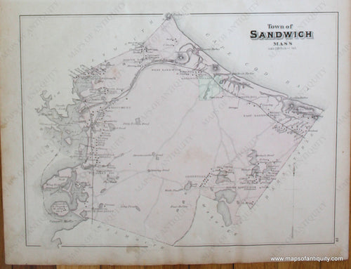 Antique-Hand-Colored-Map-Town-of-Sandwich-p.-19-(MA)-Massachusetts-Cape-Cod-and-Islands-1880-Walker-Maps-Of-Antiquity