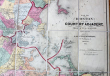 Load image into Gallery viewer, 1867 - Map Of Boston And The Country Adjacent From Actual Survey Antique Genuine Hand-Colored
