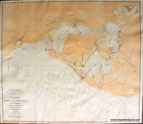 Antique-Printed-Color-Map-Plan-of-Harbor-at-Cotuit-and-Osterville-**********-Cape-Cod-&-Islands-Barnstable-1897-Massachusetts-Harbor-and-Land-Commissioners'-Office-Maps-Of-Antiquity