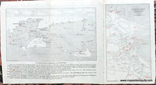 Load image into Gallery viewer, Antique page with two maps printed in black and white showing the village of Nantucket, showing roads, points of interest etc. and Nantucket Sound with Buzzards Bay, Martha&#39;s Vineyard, and Nantucket. from a travel booklet published in 1918
