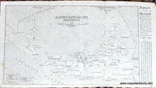 Load image into Gallery viewer, Antique map printed in black and white showing the island of Nantucket with Tuckernuck and Muskeget Islands, showing roads, villages, lighthouses etc. from a travel booklet published in 1918
