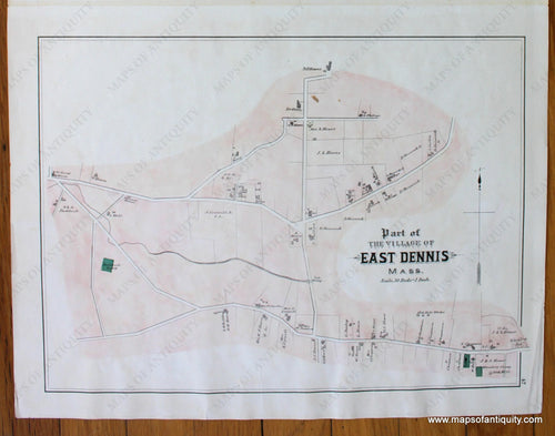 Antique-Hand-Colored-Map-Part-of-the-Village-of-East-Dennis-p.-47-Massachusetts-Cape-Cod-and-Islands-1880-Walker-Maps-Of-Antiquity