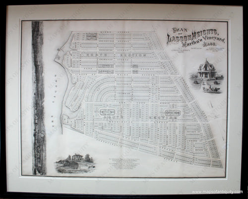 Framed-Antique-Printed-Color-Map-Plan-of-Lagoon-Heights-Martha's-Vineyard-Mass.---framed-map-United-States-Massachusetts-1873-Bufford-Maps-Of-Antiquity