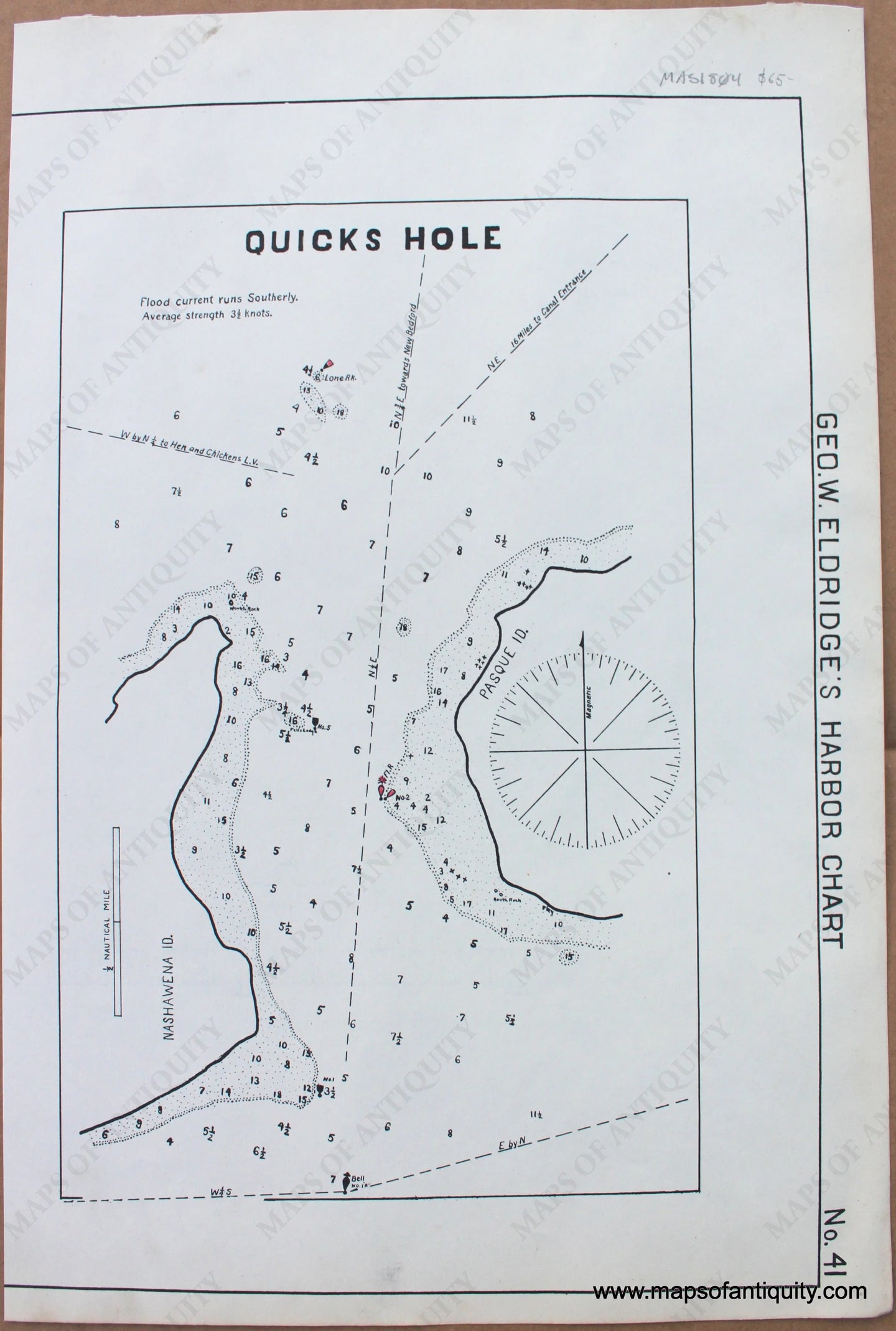 1910 - Quicks Hole - Antique Chart