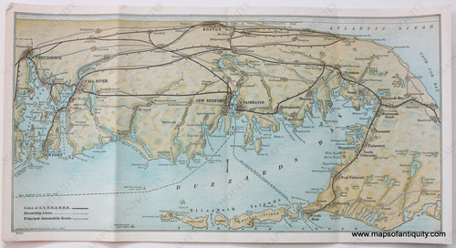 Antique-Map-Railroad-Travel-Booklet-Buzzards-Bay-1917-New-York-New-Haven-Hartford-American-Bank-Note-Company