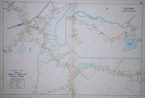 Antique-Hand-Colored-Map-Part-of-Town-of-Orleans-Orleans-Village-Massachusetts-Cape-Cod-and-Islands-1906-Walker-Maps-Of-Antiquity