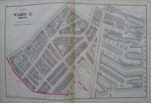 Antique-Map-Suffolk-County-Boston-City-Mass-MA-Massachusetts-1874-Hopkins-Ward-Wards-Maps-of-Antiquity