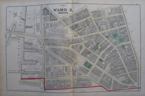 Antique-Map-Suffolk-County-Boston-City-Mass-MA-Massachusetts-1874-Hopkins-Ward-Wards-Maps-of-Antiquity