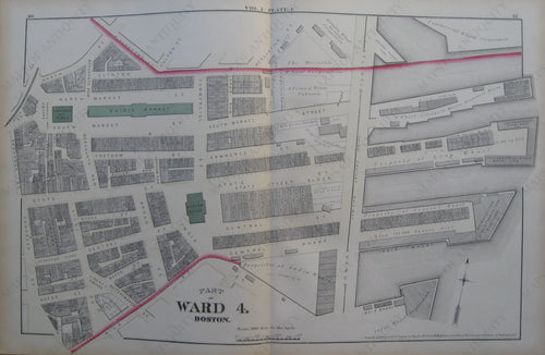Antique-Map-Suffolk-County-Boston-City-Mass-MA-Massachusetts-1874-Hopkins-Ward-Wards-Maps-of-Antiquity