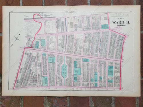 MAS1894-Antique-Map-Suffolk-County-Boston-City-Mass-MA-Massachusetts-1874-Hopkins-Ward-Wards-Maps-of-Antiquity