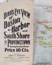 Load image into Gallery viewer, Vibrant original printed color. Antique-Map-Boston-Harbor-Bird&#39;s-Eye-View-Map-Walker-1905-Chromolithograph-color-Massachusetts-Maps-of-Antiquity
